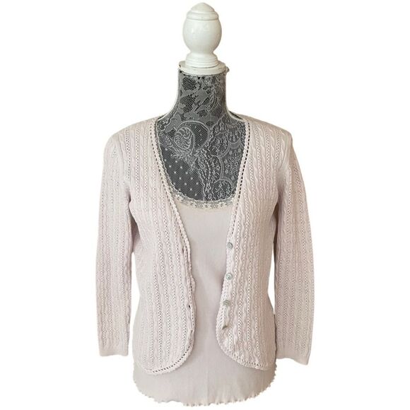 Oscar de la Renta Red Label Tank & Sweater Cardigan Set Light Pink - Picture 1 of 11